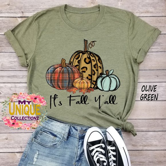 Pumpkin Its Fall Yall, Fall Tshirt - Picture 1 of 2